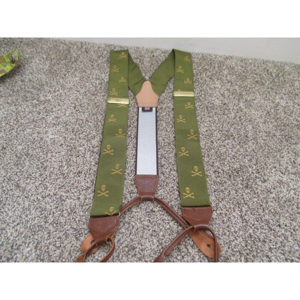 ALBERT THURSTON London Braces Suspenders green skull & CrossBones